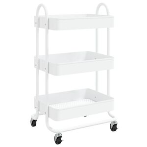 vidaXL Carrinho com 3 prateleiras 46x34x79 cm a&ccedil;o branco