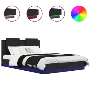 vidaXL Estrutura de Cama com Cabeceira Carvalho Preto 140 x 200 cm