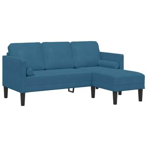 vidaXL Conjunto de Sof&aacute;s com almofada Azul Poli&eacute;ster