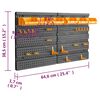 vidaXL Parede para ferramentas 26 suportes ferramentas 646x385 mm PP