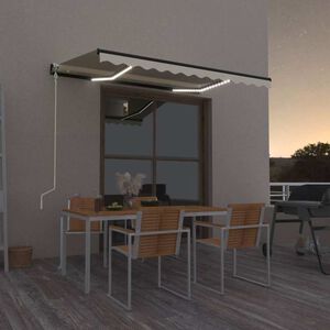 vidaXL Toldo autom&aacute;tico com LED e sensor de vento 350x250 cm cor creme