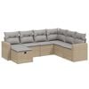 vidaXL 7 pcs conj. sof&aacute;s jardim c/ almofad&otilde;es vime PE bege misturado