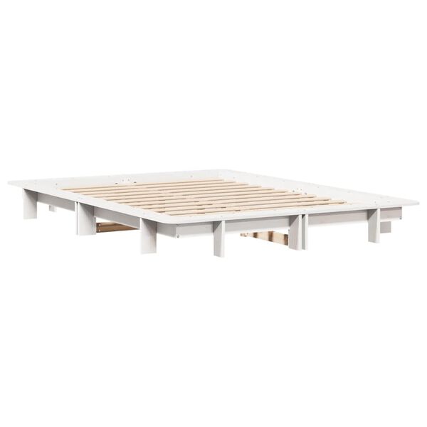 vidaXL Cama sem colchão 135x190 cm madeira de pinho maciça branco