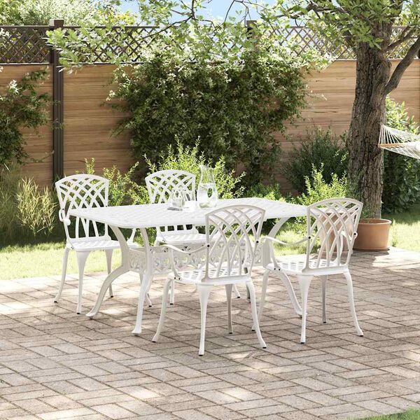 vidaXL Conjunto de Jantar para Jardim 5 pcs Branco Alum&iacute;nio