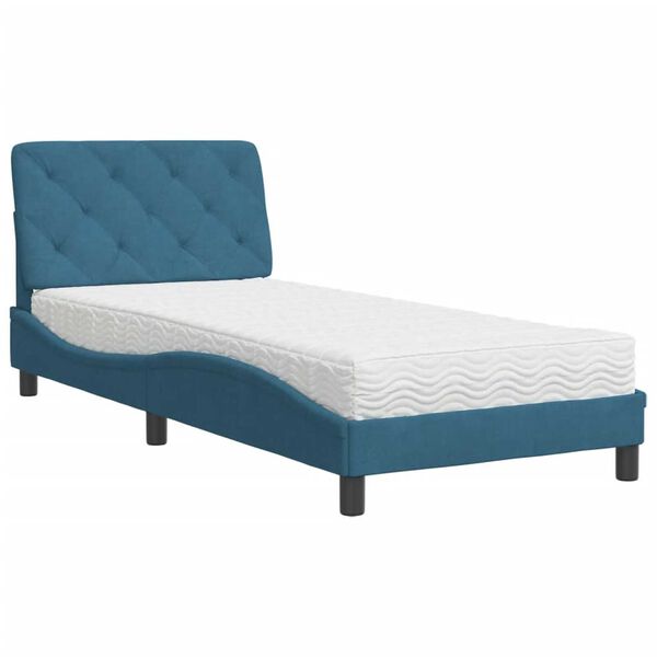 vidaXL Cama com colch&atilde;o 80x200 cm veludo azul
