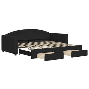 vidaXL Sof&aacute;-cama com gavet&atilde;o e gavetas 90x190 cm tecido preto