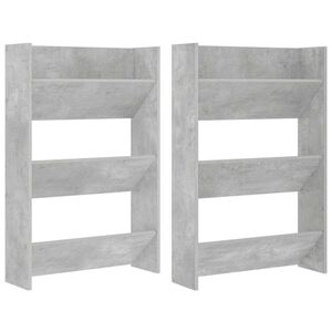 vidaXL Sapateiras de parede 2 pcs 60x18x90 cm contrapl. cinza cimento