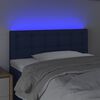 vidaXL Cabeceira de cama c/ luzes LED tecido 90x5x78/88 cm azul