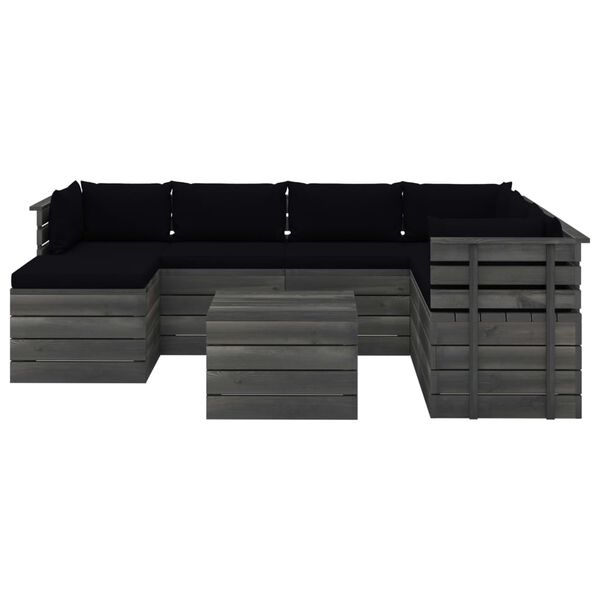 vidaXL 8 pcs conjunto lounge de paletes com almofad&otilde;es pinho maci&ccedil;o