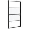 vidaXL Porta de chuveiro meio vidro fosco temperado 100x178 cm preto