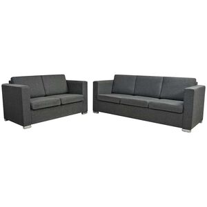 vidaXL Conjunto de sof&aacute;s, 2 p&ccedil;s, tecido cinzento escuro