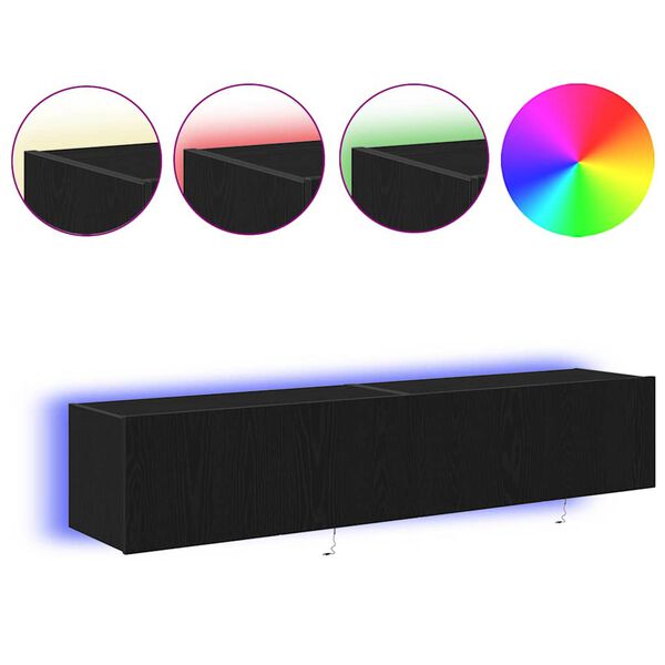 vidaXL Arm&aacute;rio de TV de Parede 2 pcs Carvalho Preto 80 x 35 x 31 cm