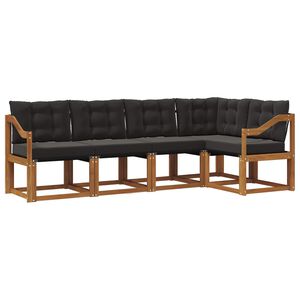 vidaXL Conjunto de Sof&aacute;s para Exterior 5 unid. Natural e Preto