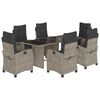 vidaXL 7 pcs conjunto de jantar p/ jardim c/ almofad&otilde;es vime PE cinza
