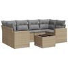 vidaXL 7 pcs conjunto de sof&aacute;s p/ jardim com almofad&otilde;es vime PE bege