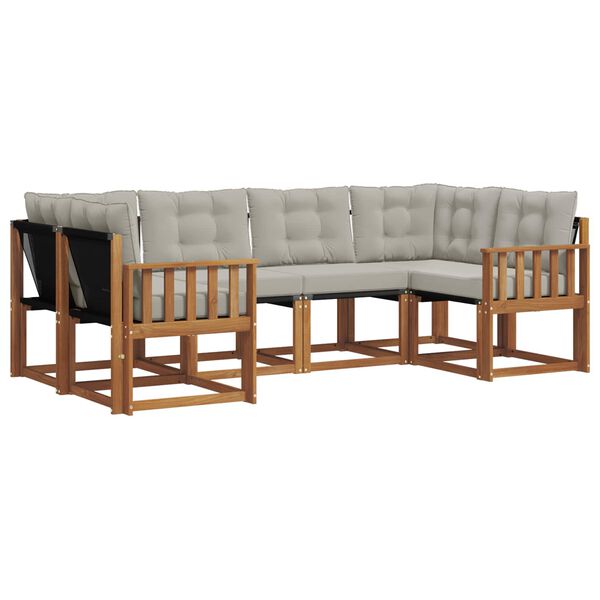 vidaXL Conjunto de Sof&aacute;s para Exterior 6 pcs Cinza Natural e Claro