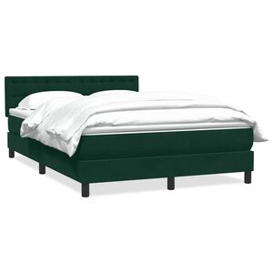 vidaXL Cama box spring com colch&atilde;o 160x210 cm veludo verde escuro