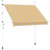 vidaXL Toldo retr&aacute;til manual 250 cm riscas amarelas e azuis