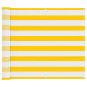 vidaXL Tela de Varanda Amarelo e Branco 100 x 200 cm Tecido Oxford