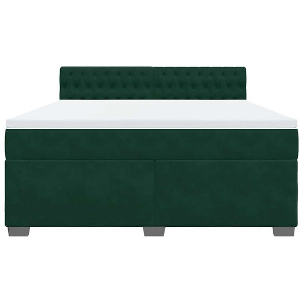 vidaXL Cama com molas/colch&atilde;o 180x200 cm veludo verde-escuro