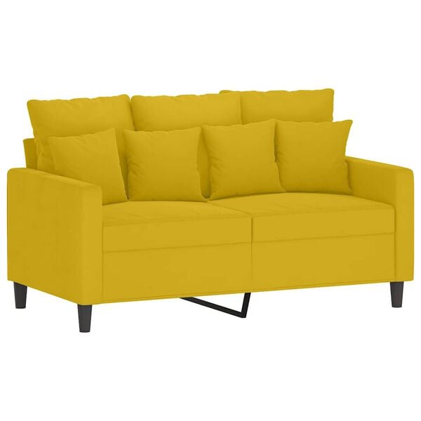 vidaXL 3 pcs conjunto de sof&aacute;s com almofad&otilde;es veludo amarelo