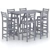vidaXL 7 pcs conj. de bar p/ exterior madeira ac&aacute;cia maci&ccedil;a cinzento