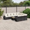 vidaXL 11 pcs conjunto sof&aacute;s de jardim c/ almofad&otilde;es vime PE preto