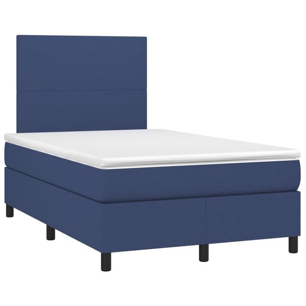 vidaXL Cama box spring c/ colch&atilde;o e LED 120x200 cm tecido azul
