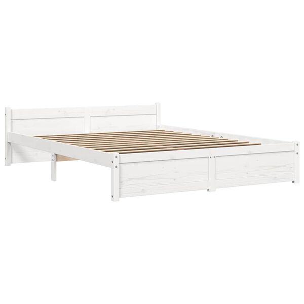 vidaXL Estrutura de cama 140x200 cm madeira maci&ccedil;a branco