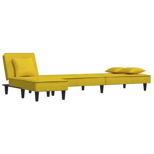 vidaXL Sof&aacute;-cama em forma de L 255x140x70 cm veludo amarelo