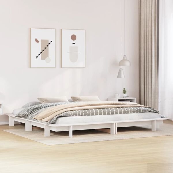 vidaXL Cama sem colch&atilde;o 180x200 cm madeira de pinho maci&ccedil;a branco