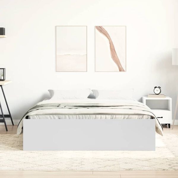vidaXL Estrutura de cama de casal 135x190 cm branco