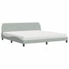 vidaXL Cama com colch&atilde;o Dover 200x200 cm veludo cinzento-claro