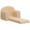 vidaXL Sofá-cama infantil peluche macio creme