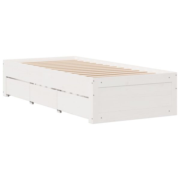 vidaXL Cama sem colchão com gavetas 90x200 cm pinho maciço branco