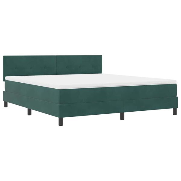 vidaXL Cama Box com colch&atilde;o Verde Escuro 180 x 200 cm Veludo