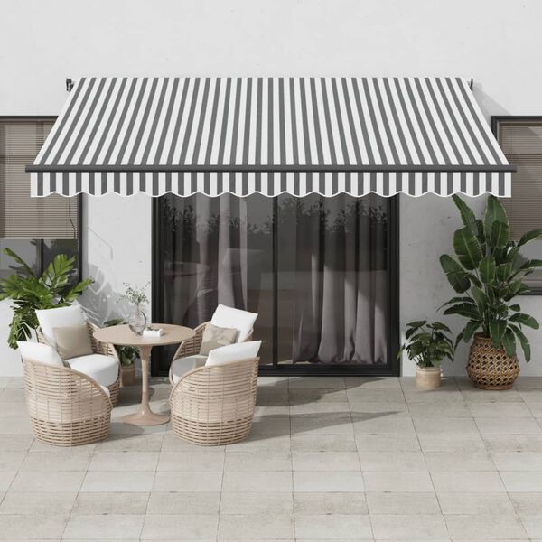 vidaXL Toldo retr&aacute;til manual 400x350 cm antracite e branco