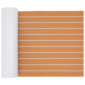 vidaXL Tapete de Barco Riscas Marrom e Branco 240 x 60 cm EVA