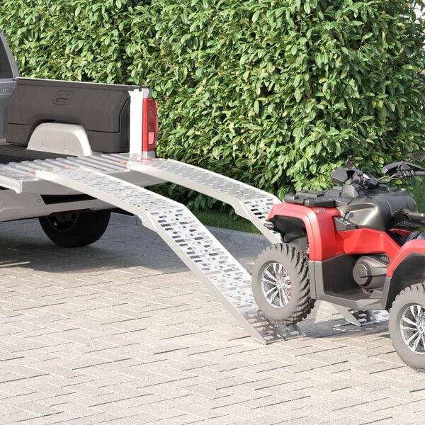 vidaXL Rampa de Carga 2 pcs Prateado 222 x 29 x 14 cm Alumínio