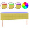 vidaXL Cabeceira de cama c/ luzes LED tecido 180x5x78/88 cm verde