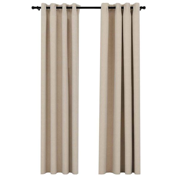 vidaXL Cortinas opacas aspeto linho c/ ilh&oacute;s 2 pcs 140x245 cm bege