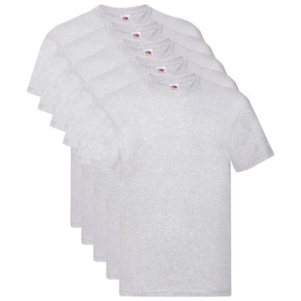 Fruit of the Loom T-shirts originais 5 pcs algodão 3XL cinzento