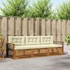 vidaXL Conjunto de Sof&aacute;s para Exterior 3 pcs Natural e Creme