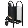 vidaXL Carrinho para lenha preto 30x35x81 cm a&ccedil;o