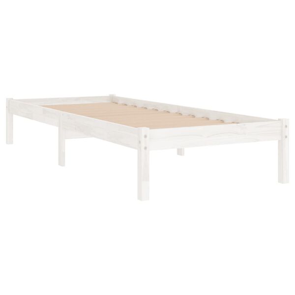 vidaXL Estrutura de cama 90x200 cm pinho maci&ccedil;o branco