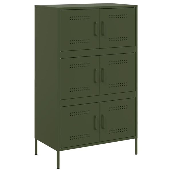 vidaXL Aparador alto 68x39x113 cm a&ccedil;o verde azeitona