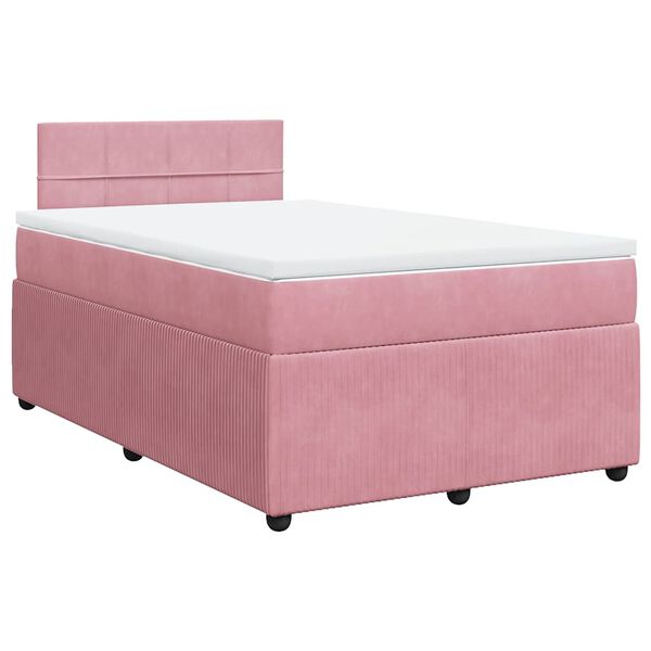 vidaXL Cama boxspring com colch&atilde;o 120x190 cm veludo rosa