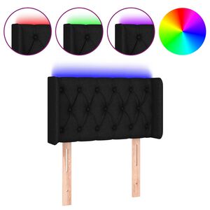 vidaXL Cabeceira de cama c/ luzes LED tecido 83x16x78/88 cm preto