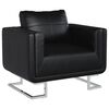 vidaXL Poltrona cubo com p&eacute;s cromados couro artificial preto