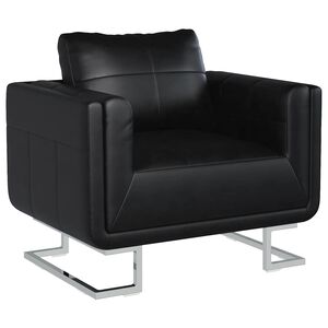 vidaXL Poltrona cubo com p&eacute;s cromados couro artificial preto